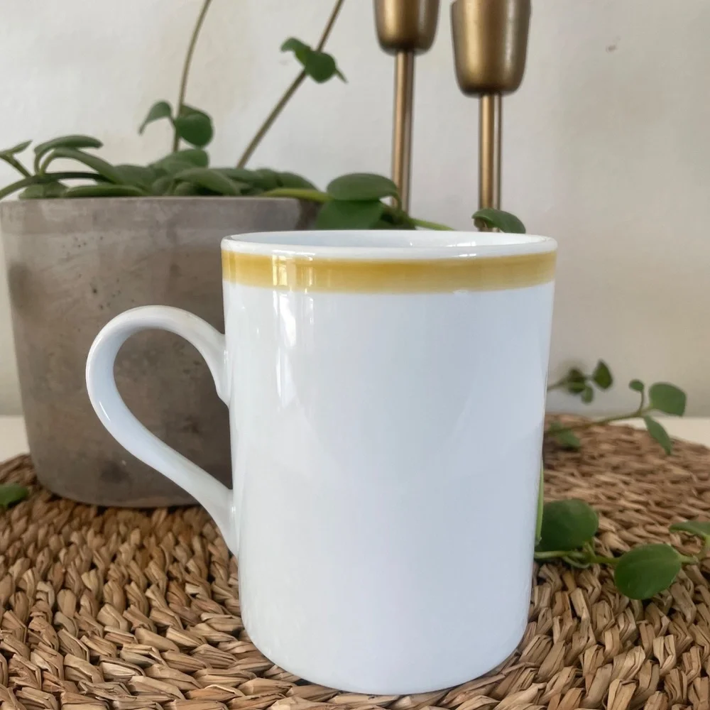Williams Sonoma Brasserie Yellow Gold Tan Coffee Tea Mug Cup 4”x3.25” RARE HTF!